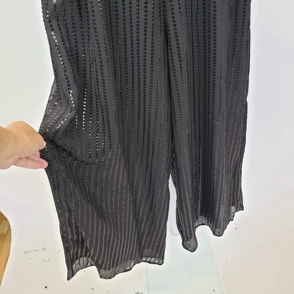 MODCLOTH TWINKLE LIKE STARLIGHT BLACK SEQUIN WIDE LEG JUMPSUIT size small